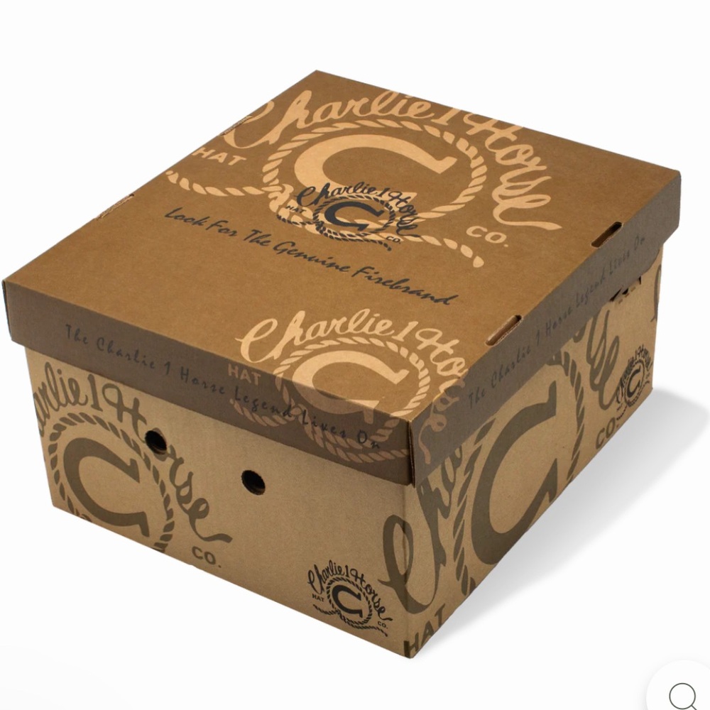 Charlie 1 Horse Hat Co. Storage BOX- Western Cowboy Hat Box Rope Lariat Print